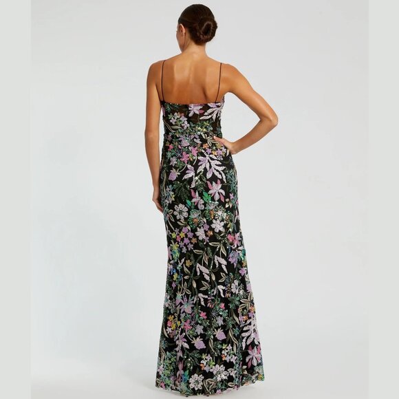 Mac Duggal 49827 Size 8 Spaghetti Strap Bustier Floral Embroidered Gown Dress - Picture 6 of 6